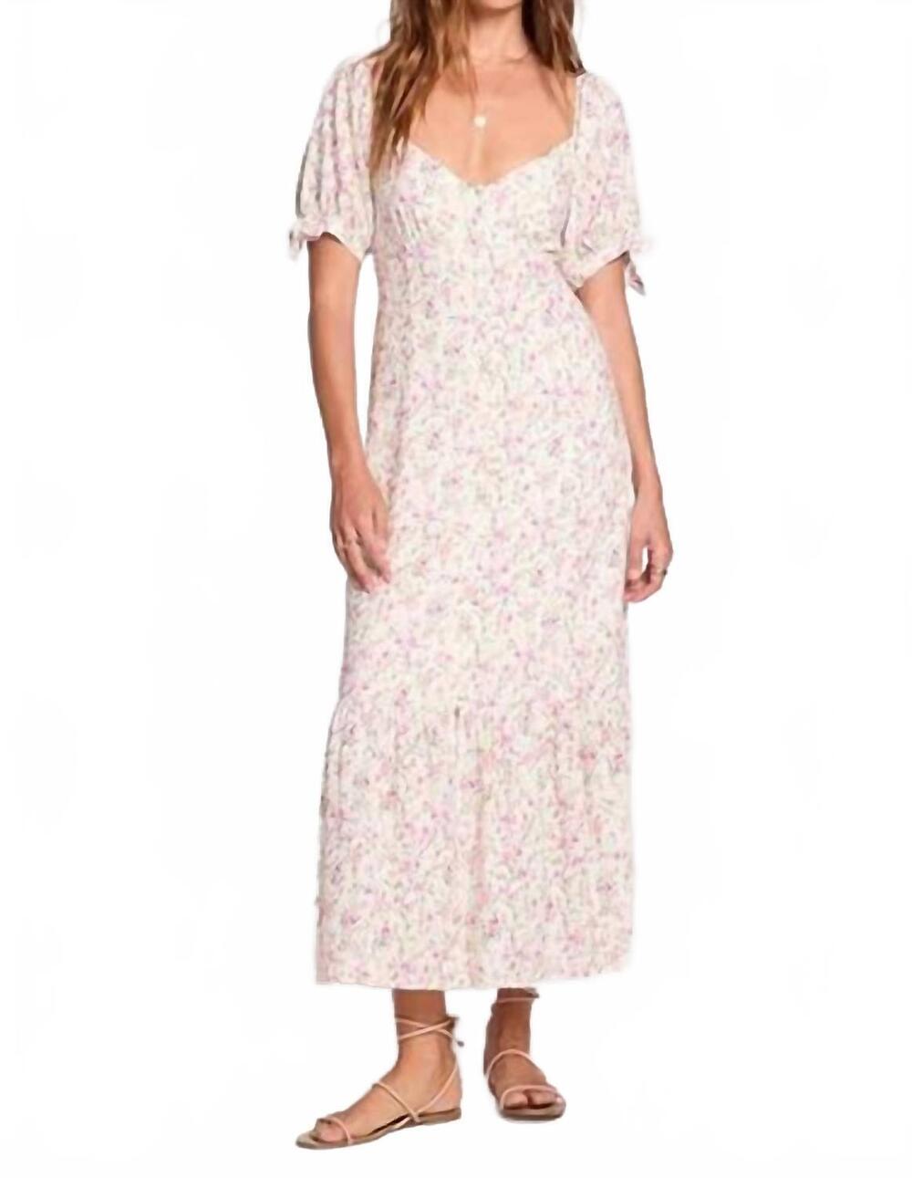 NEW SALTWATER LUXE gwenn midi dress in salt beige/pink floral